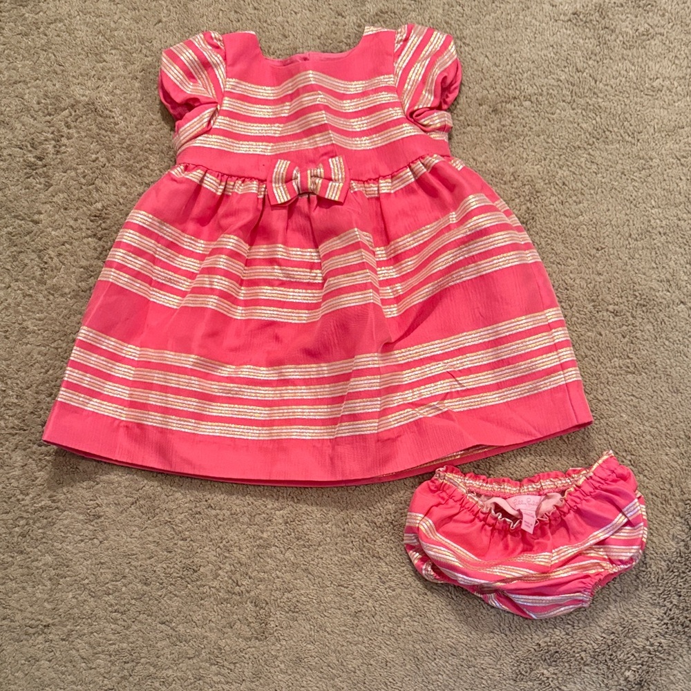 Lilly Pulitzer Pink and Gold Dress w/ Matching Bloomers Size 18-24 Months